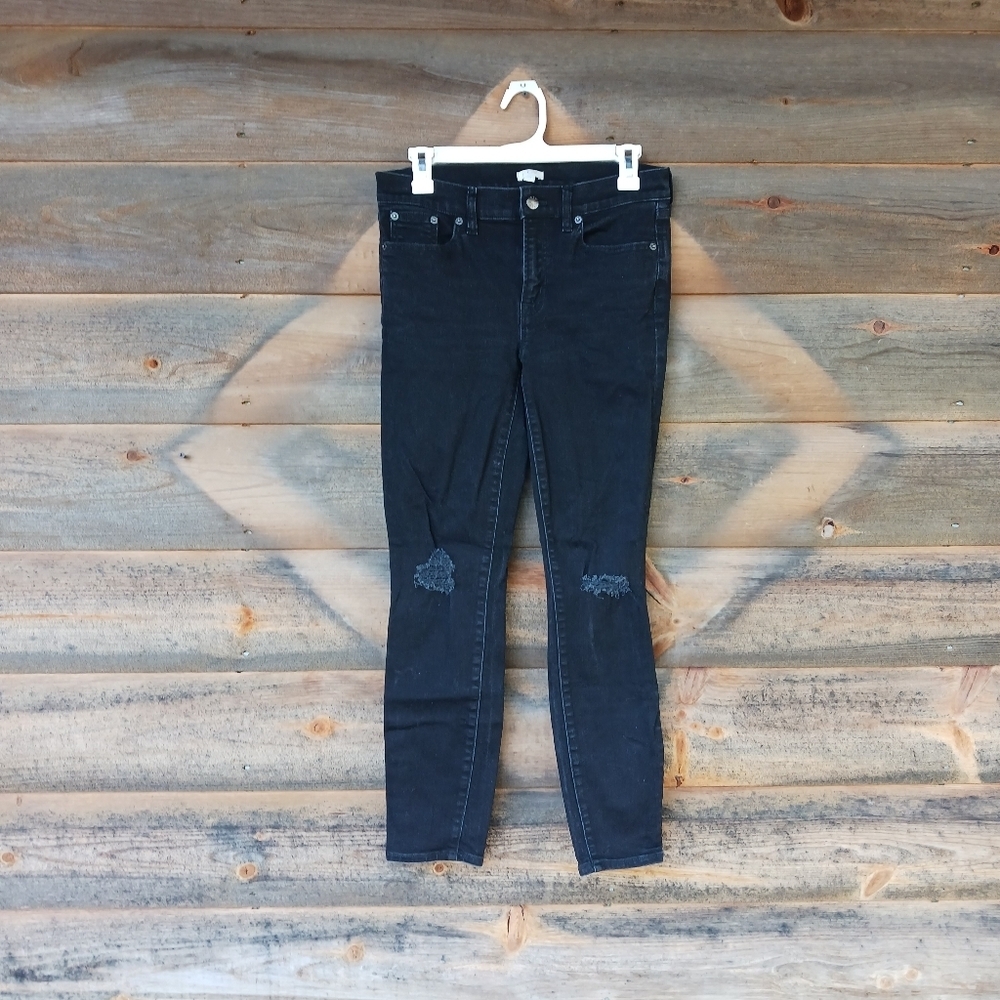 J.Crew Factory Women’s Jeans Size 28 Black Distressed  Skinny Stretch Cotton